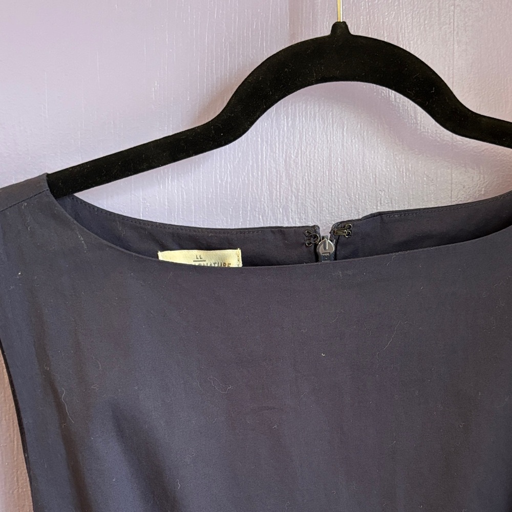 LL BEAN signature Navy blue boat neck Sleeveless Dress pockets sash New NWOT - Picture 5 of 14